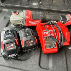Milwaukee Grinder With 2 Batteries And Charger 