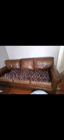 Genuine Brown Leather Sofa