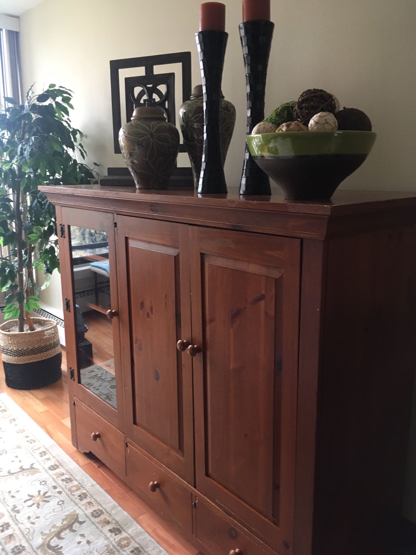 Wood entertainment cabinet