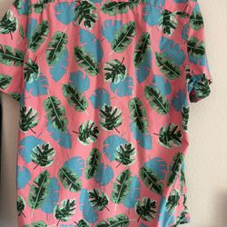 J.crew button down short sleeve shirt  Size large Tropical Beach Vacation 