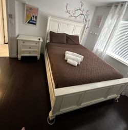 Bed, side table and dresser