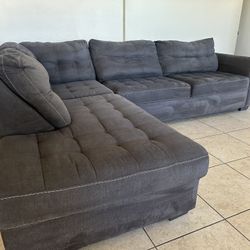 Tufted Dark Gray L Shape Sectional-Good Condition-FREE DELIVERY
