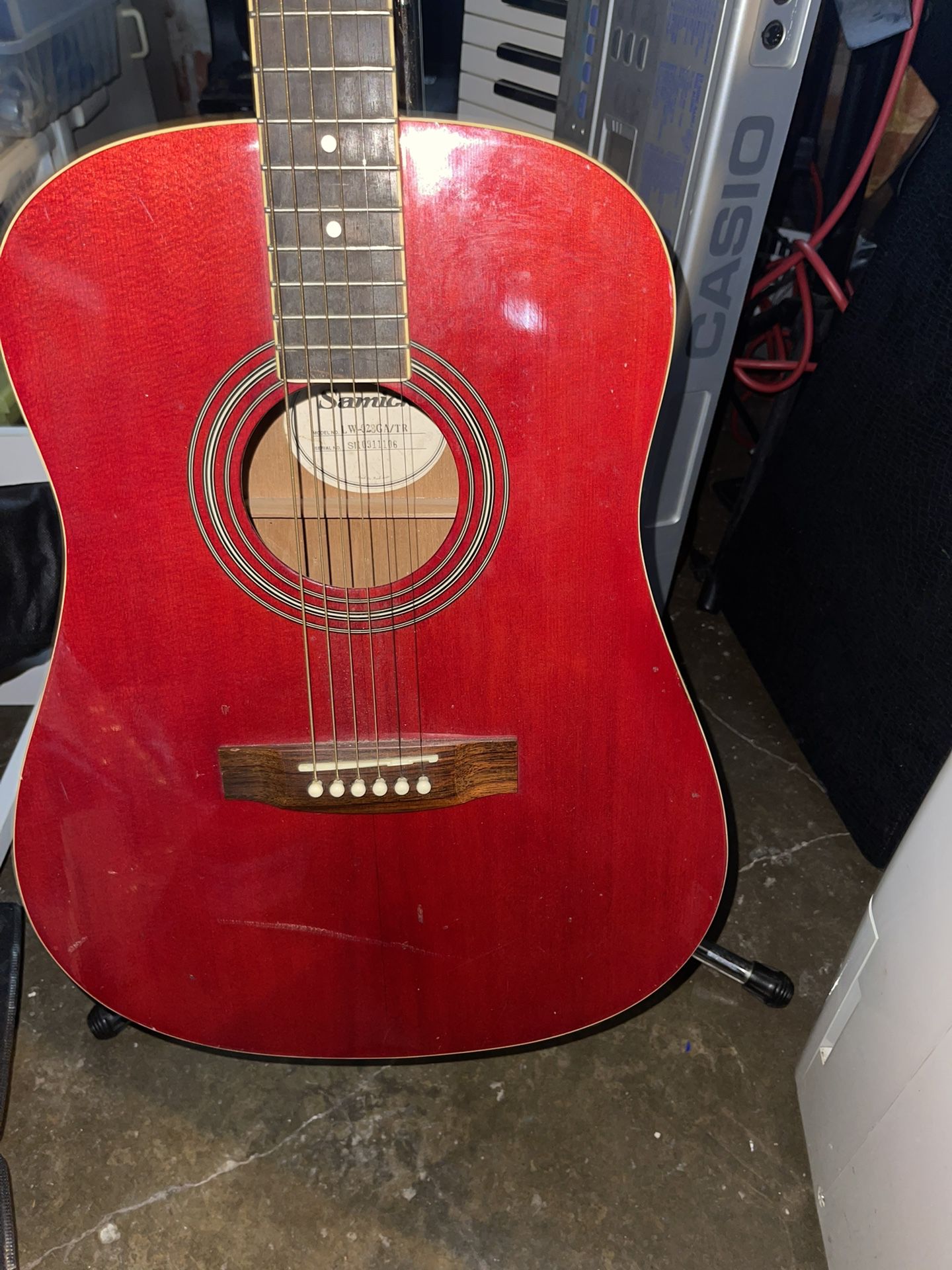 Samick 6 String Right Handed Acoustic Guitar Candy Apple Red LW-028G8A/TR 