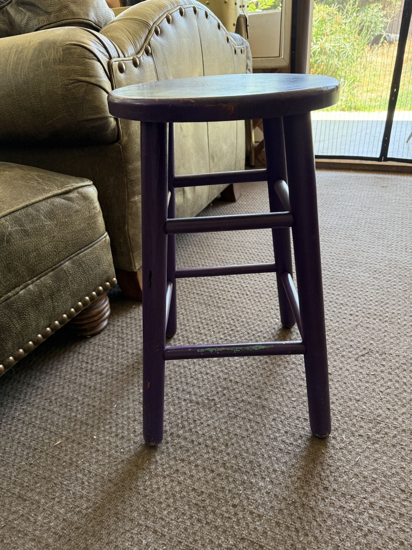 1 Tall Purple Wood Stool
