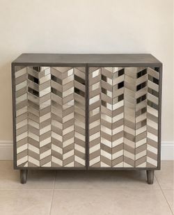 Two-Door Mirrored Accent Cabinet with Shelf