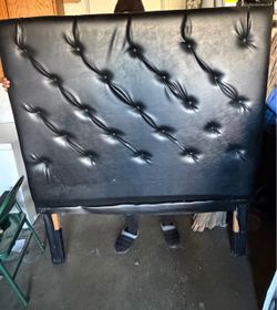 Black Faux Leather Tufted Headboard