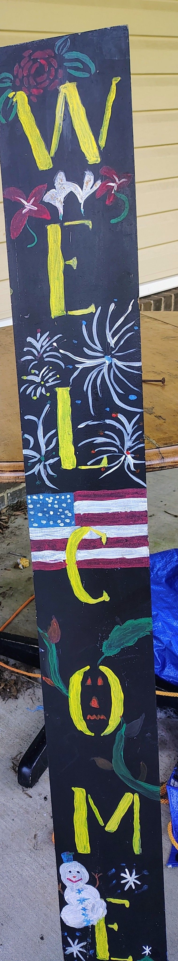 Seasonal Welcome Sign – Hand-Painted – $15