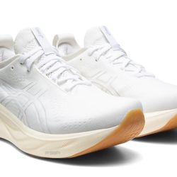 NEW Asics Men's Gel Nimbus 25 - White / Cream - Size 9