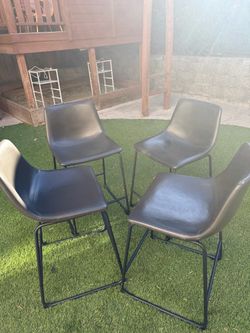 Set of 4 Faux Leather Bar Stools