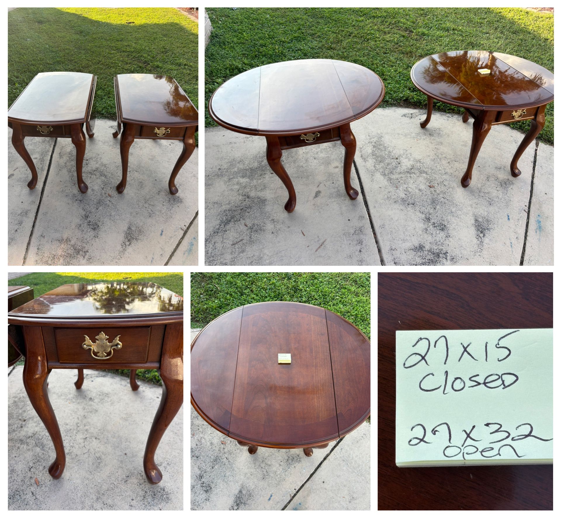 Two Dropleaf End Tables 