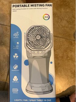 AVV Portable Misting Fan with RGB Ambient Light- 2L Water Tank, 4 Speeds & Spray Mist Fan, 30000mAh Rechargeable Misting Fans for Outdoor/Indoor Fans