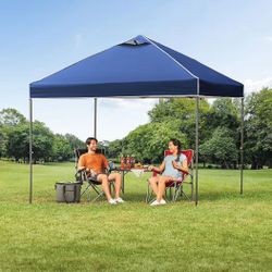 Member Marks 10' x 10' EasyLift Instant Canopy (Blue) – UPF 50+ UV Protection, Water Resistant – Includes Wheeled Roller Bag for Camping, Beach, and E
