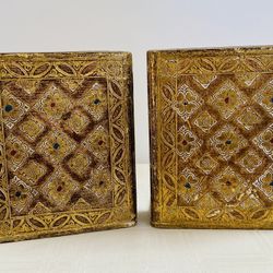 Vintage Italian Florentine Gold Gild Wood Bookends