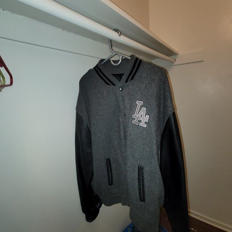 Vintage Black & Gray Dodgers Lettermen Jacket