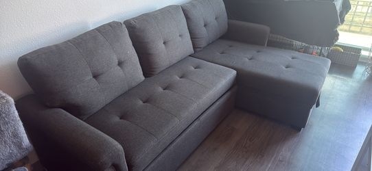 Gray L-Shaped Sectional Sofa with Chaise – Great Condition