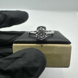 Classic Solitaire Moissanite Womens Engagement/Promise Ring (Sizes 5-9 Available)