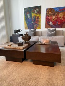 Contemporary Dark Wood Coffee Table Set (4)