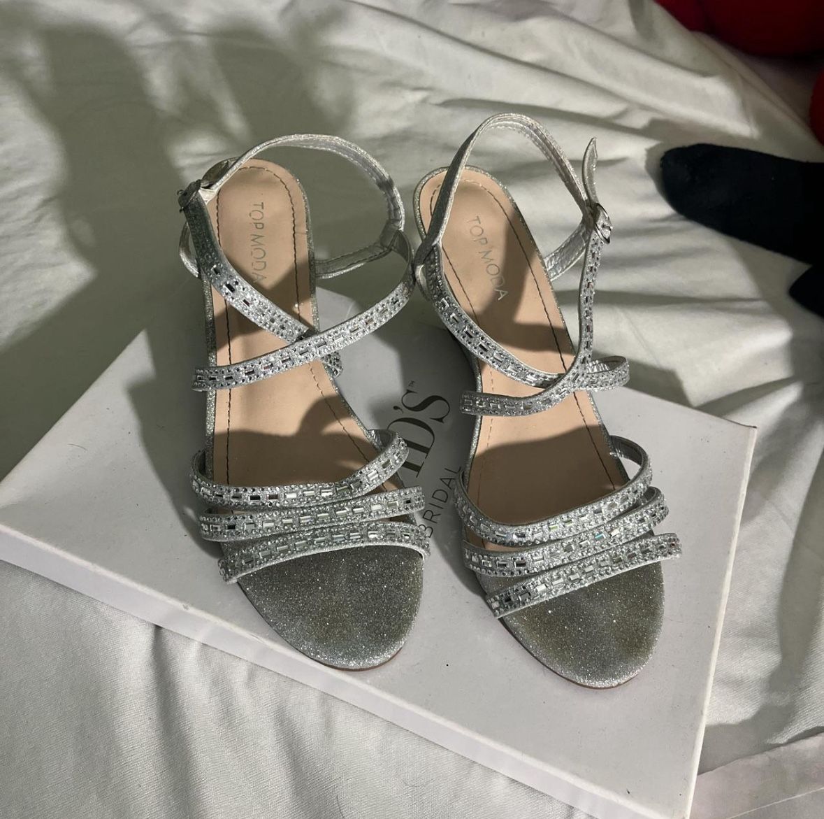 Silver sparkly high heels
