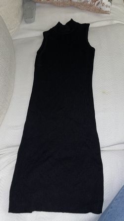 Black Turtle Neck Dress Long 