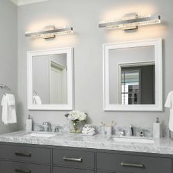 2 Bathroom Vanity Light Brushed Nickel 24 inch - 28W Dimmable LED Bath Bar Light Fixtures Over Mirror 