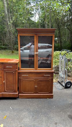 Wood China Cabinet with Glass Doors