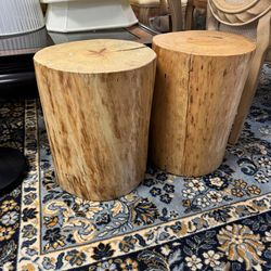 Pair of Gorgeous Teak Wood tree stump stools or side tables - 17” T - Originally $395.  Asking $95