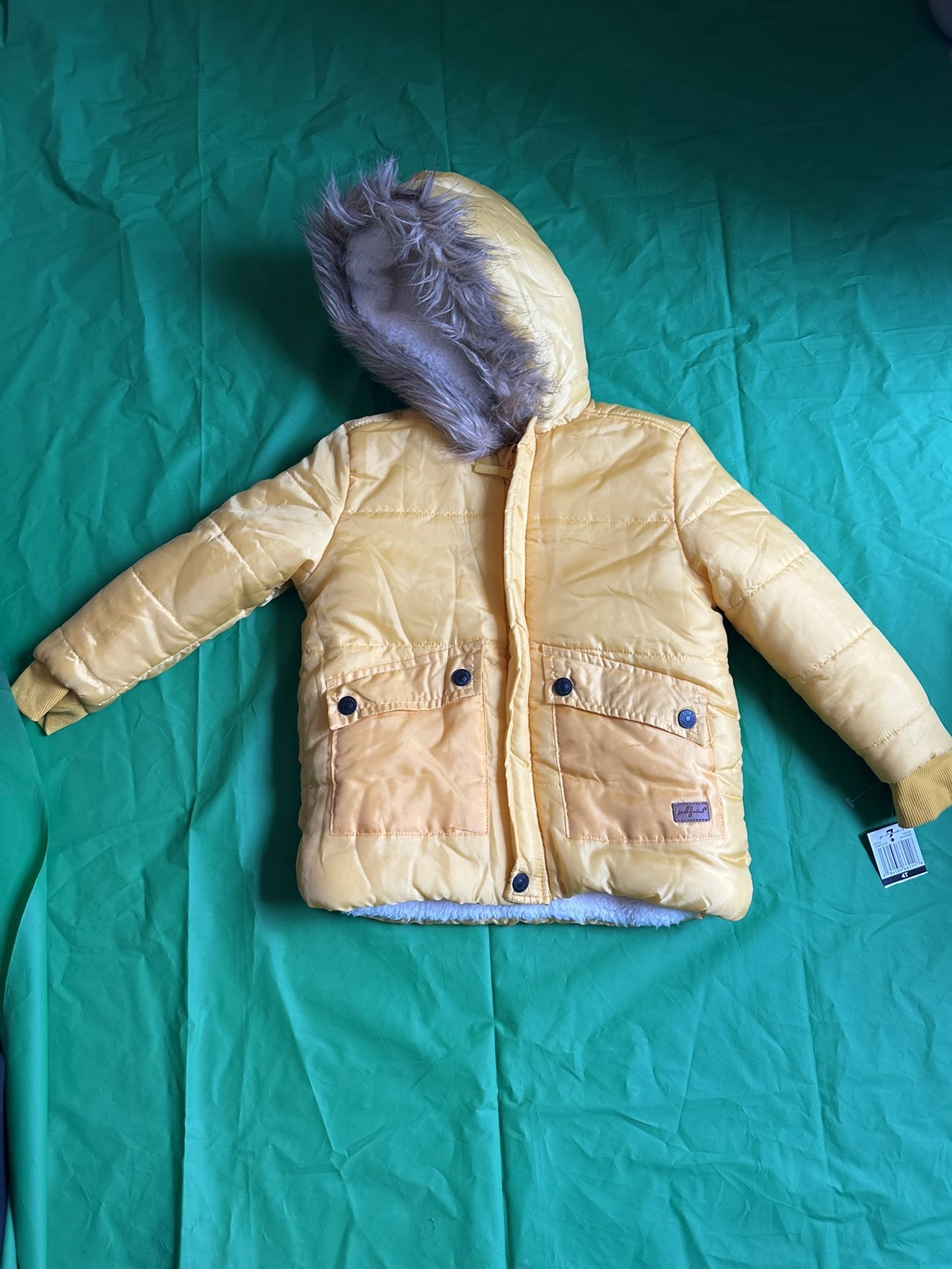 NWT 7 For All Mankind Yellow Plush Soft Puffy Coat Jacket 4T