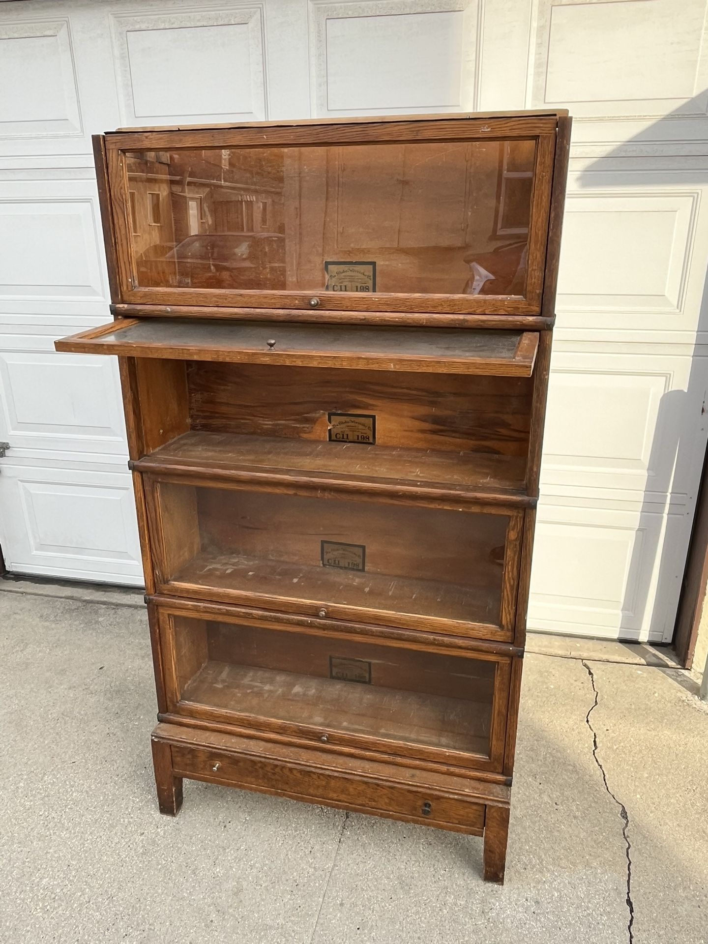 Vintage 1920s Lawyer Solid Wood Barrister Bookcase Shelves 34x12x35h Antique