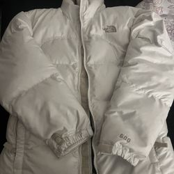 White north face puffer