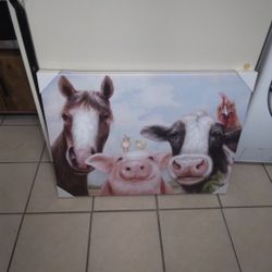 NEED SPACE  , New Farm Animals Canvas Wall Art 24" x 32"