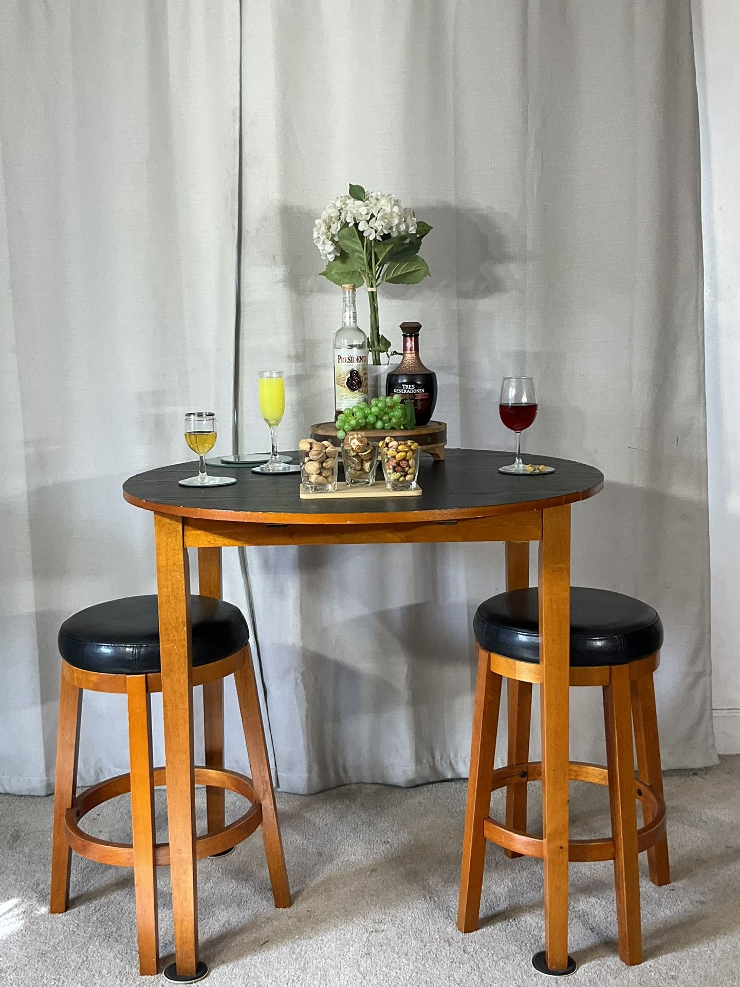 SPACE SAVER Drop Leaf Pub Table With 2 Stools