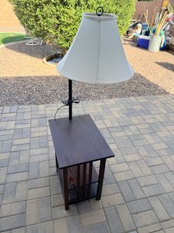 End Table with Built-In Floor Lamp