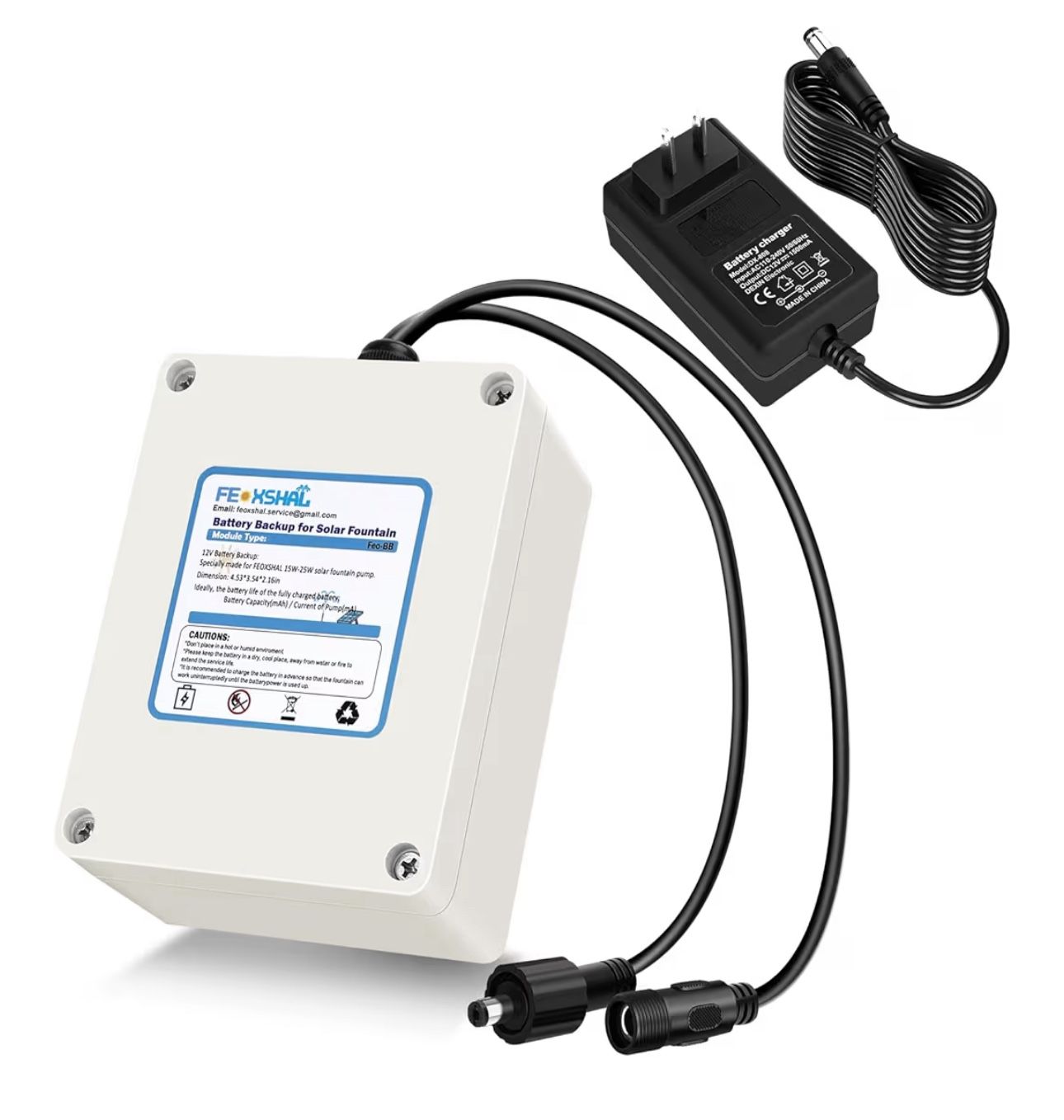 Battery Backup for Solar Fountain Water Pump Backup Battery 4800mah, DC5521 Compatible with FEOXSHAL Solar Fountain Only