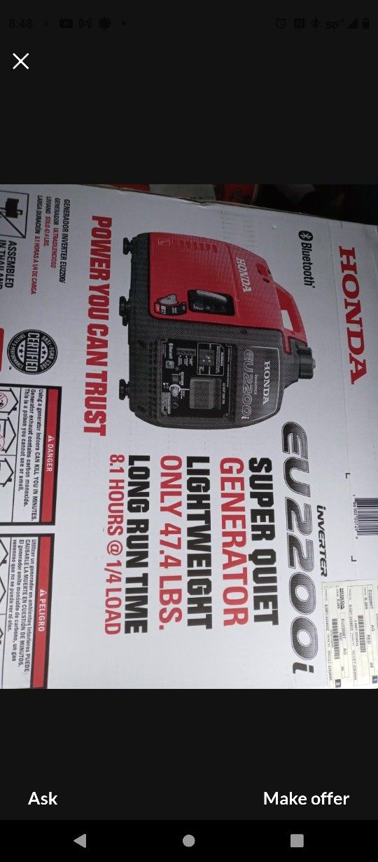 New In Box Honda Generator Inverter 