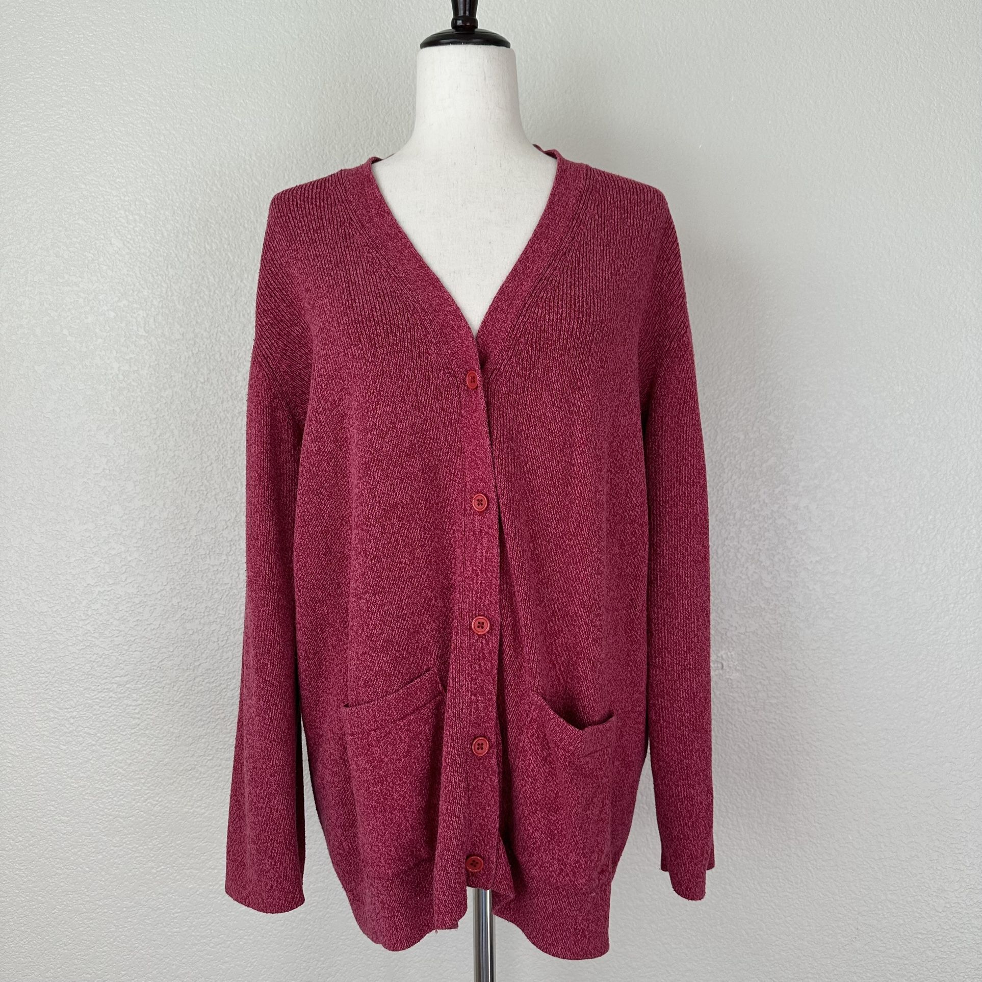 WinterSilks Cotton Silk Blend Button Down Cardigan, Size XL