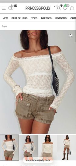 Princess Polly Off The Shoulder Top White size 4