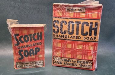 Vintage Scotch Granulated Soap Boxes Los Angeles Soap Co 1940s Laundry Full