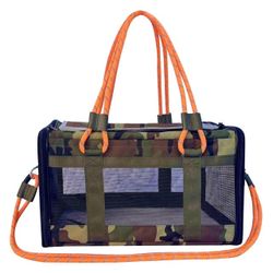 Airline Approved Pet Carrier for Small Dogs & Cats Soft-Sided, TSA Approved, Under Seat Travel & Gym Bag, Fits Pets Up to 20 lbs Includes Leash, Camo 