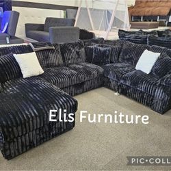 New Sectional Corduroy Fabric W/ Pull Out Bed & Storage Bed $1499 