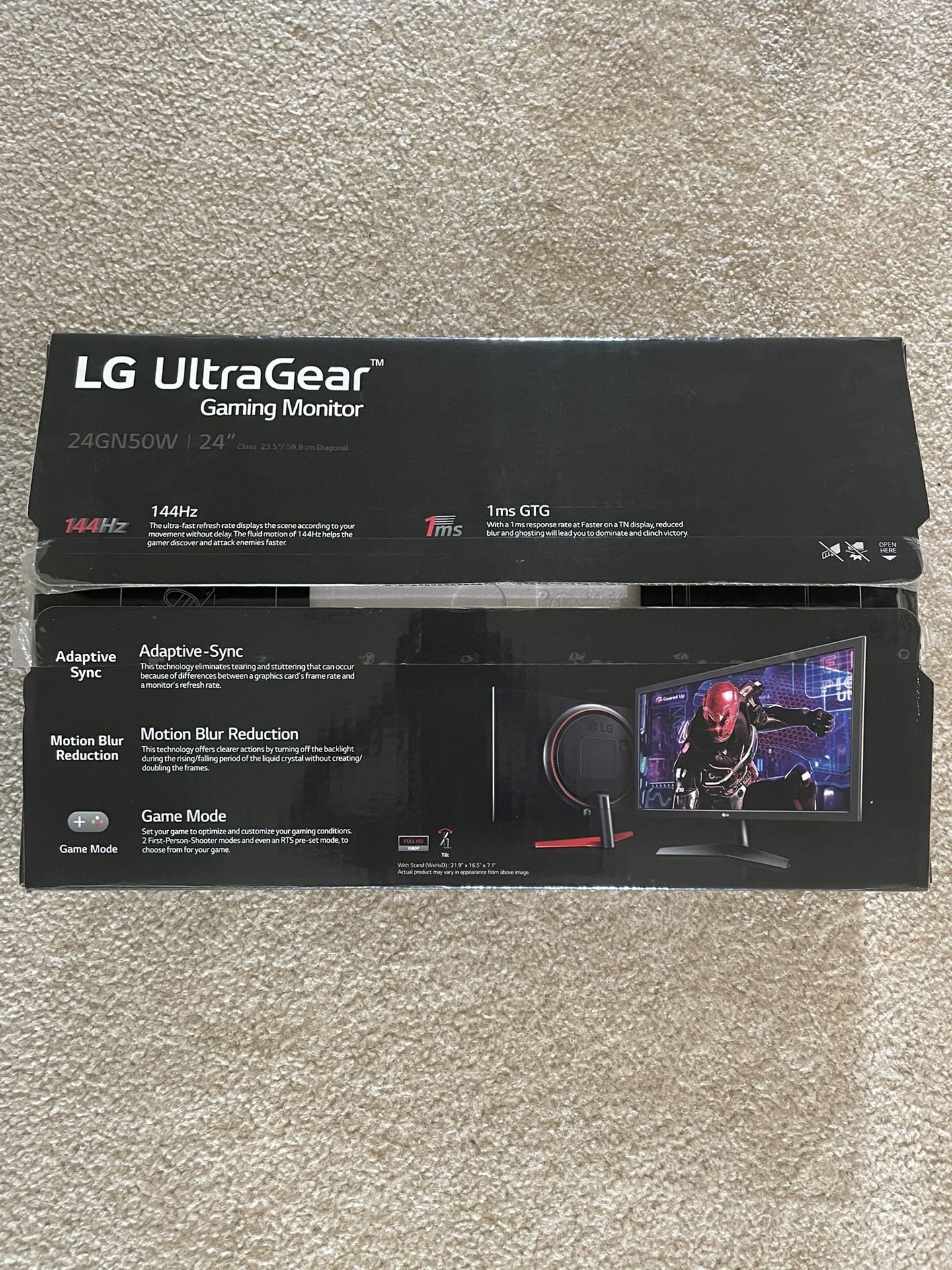 LG UltraGear 144hz 24” gaming monitor 1ms