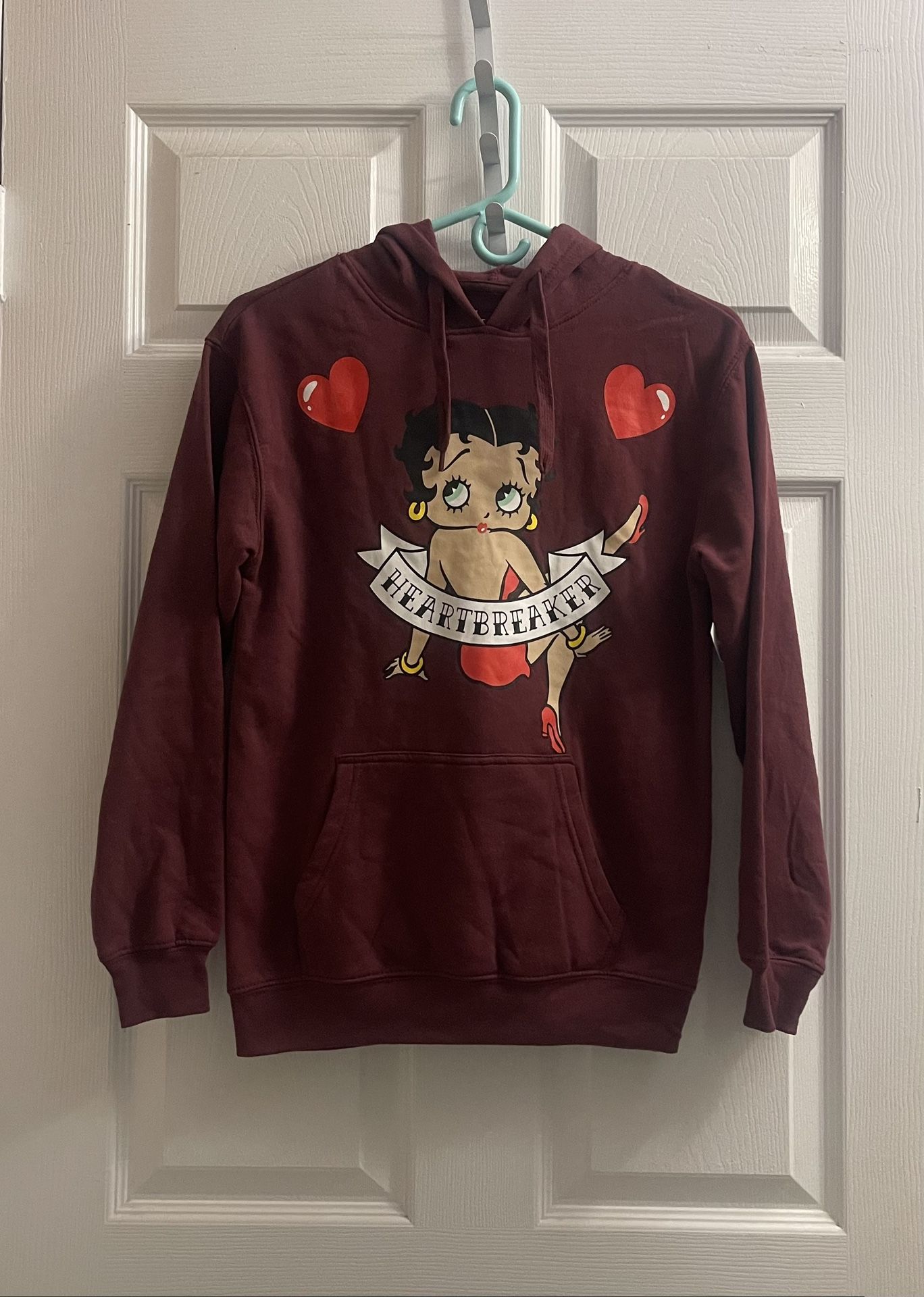 Brand New Dark Cherry Betty Boop Sweatshirt W Hoodie Size XXS Juniors