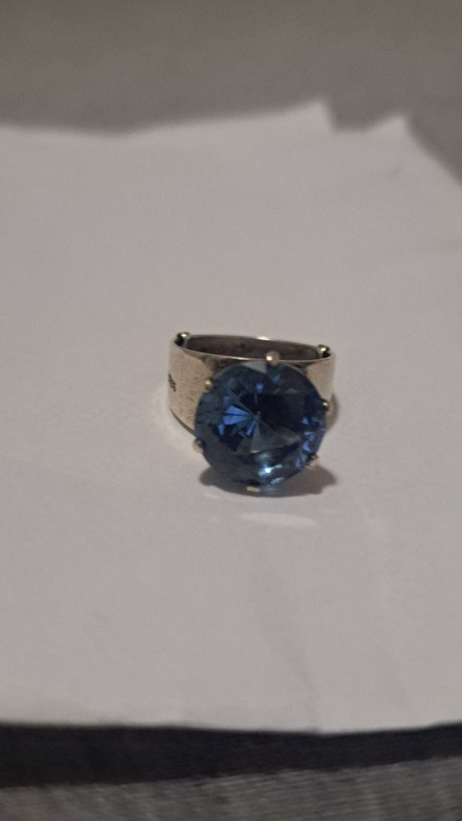 Blue Topaz Ring Set In Sterling Silver