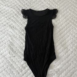 Zara Black Lace Cap Sleeve Bodysuit