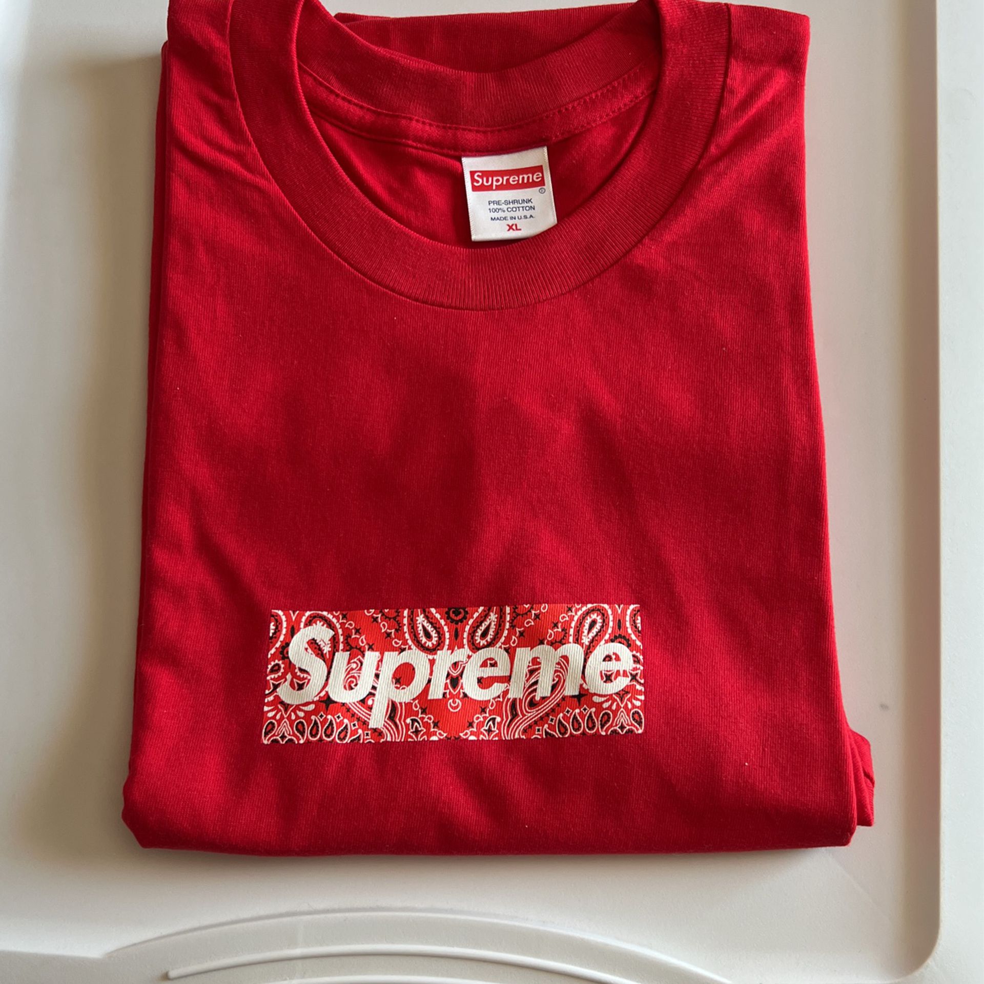 Authentic supreme Red Bandana box logo tee xl New for Sale in