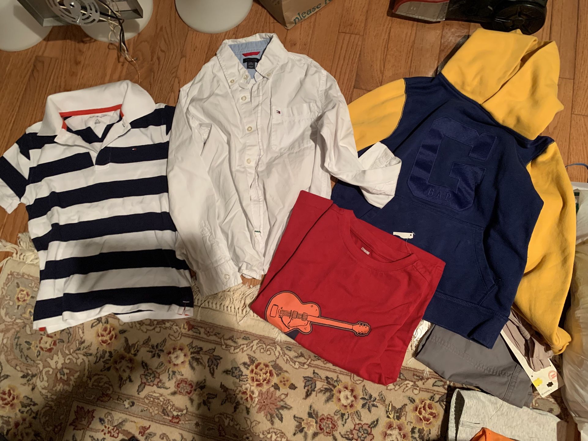 Boys Size 8-10 Clothing (polos, White Dress Shirt, T Shirt, Gap Hoodie)