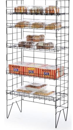 Displays2go Bakers Storage Rack, Pantry or Kitchen Use, Steel Wire, 5 Shelf, 25" W x 52" H x 13" D (Black)