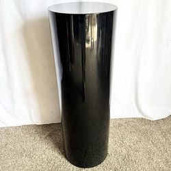 Postmodern Black Lacquered Cylindrical Pedestal - 15"W × 15"D x 45.25"H