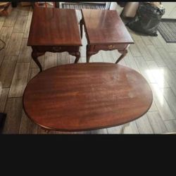 3 Piece Solid Wood End Tabkes And Coffee Table Made In USA 