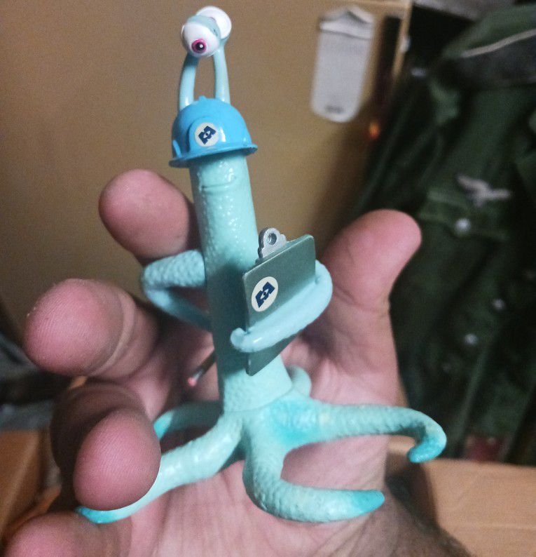 Disney Pixar Monsters Inc Charlie Proctor Blue Octopus Figure Hard Hat 4.5"