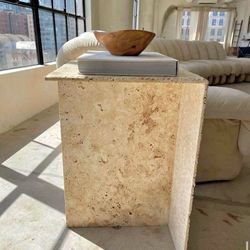 Modern Travertine Side Table